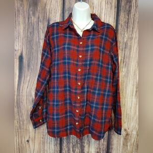 Women's Jachs Girlfriend Flannel Red and Blue With Pockets Size Medium!